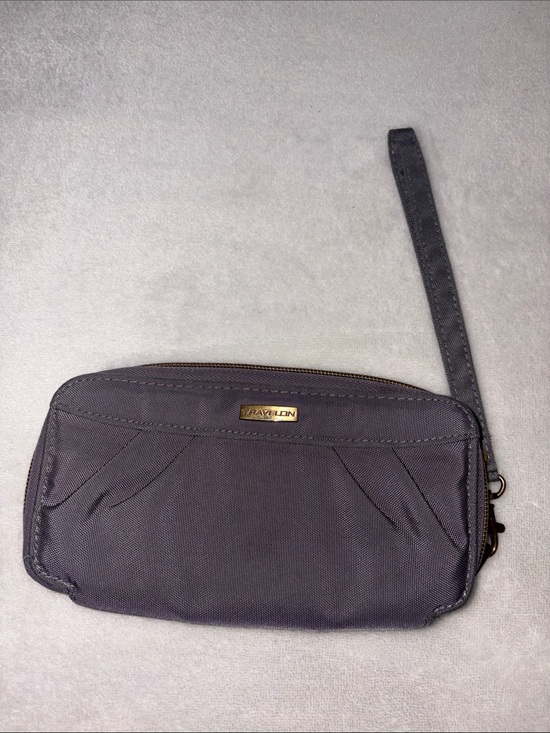 Travelon Handbags - Travelon Dark Gray Wristlet Wallet with Gold Accent